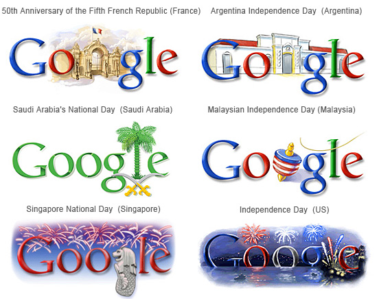 Google Various Nation Day Doodles