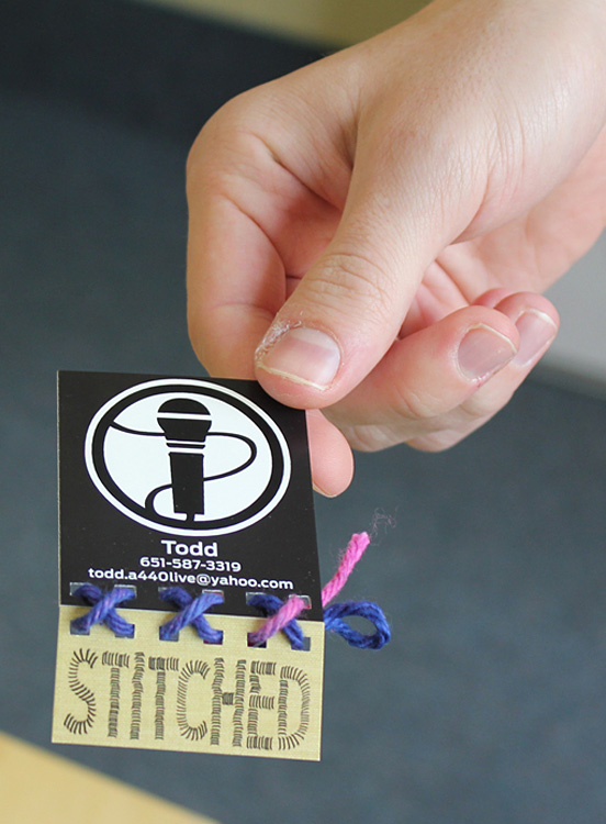 Stitched business card