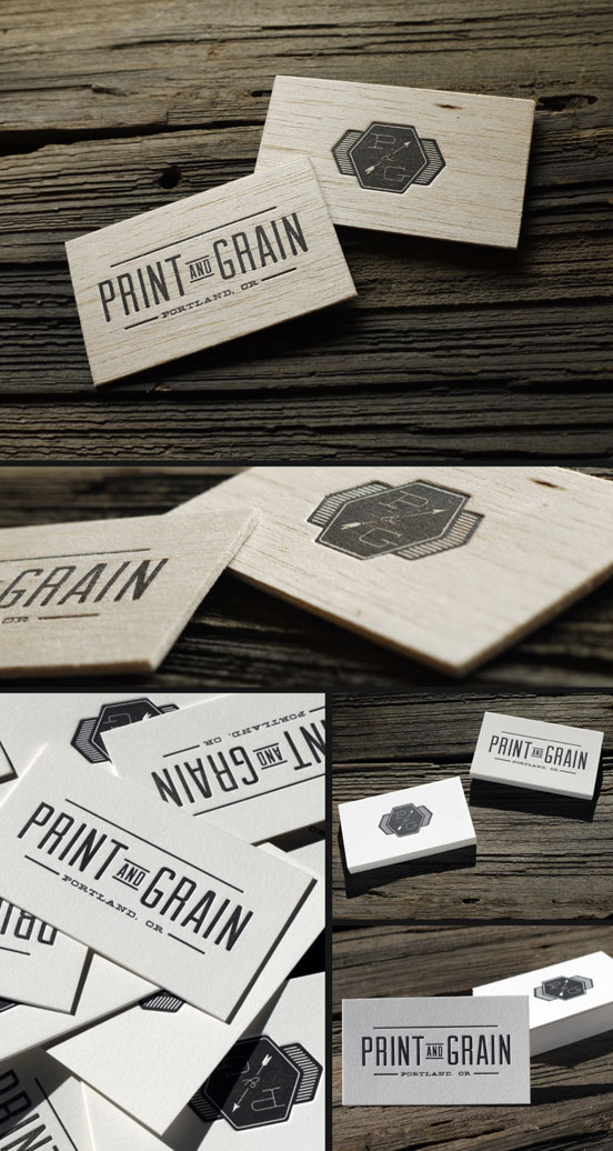 Letterpress Wood and Cotton Paper Business Cards