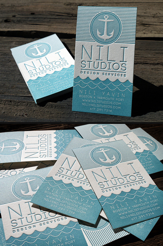 Nili Studios Nautical Letterpress Business Cards