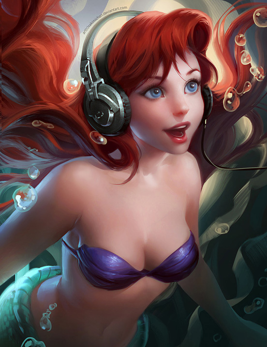 Ariel with Headphones