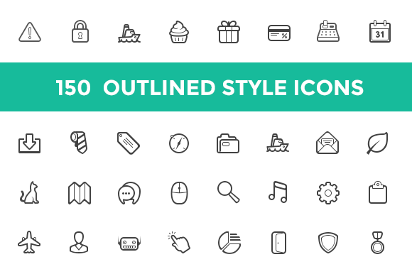 Outlined Style Icon Set