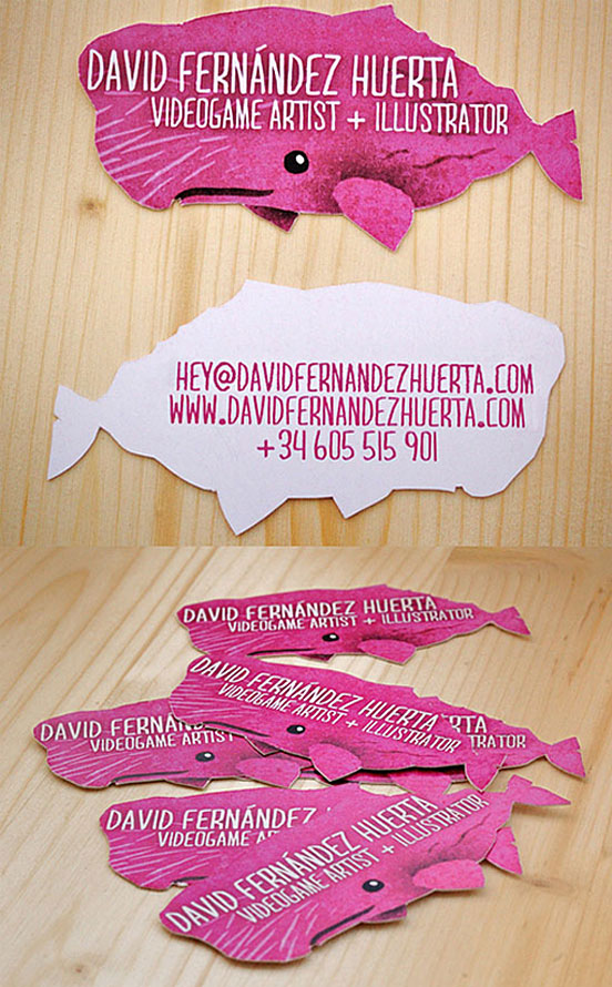 Quirky Die Cut Pink Whale Business Card