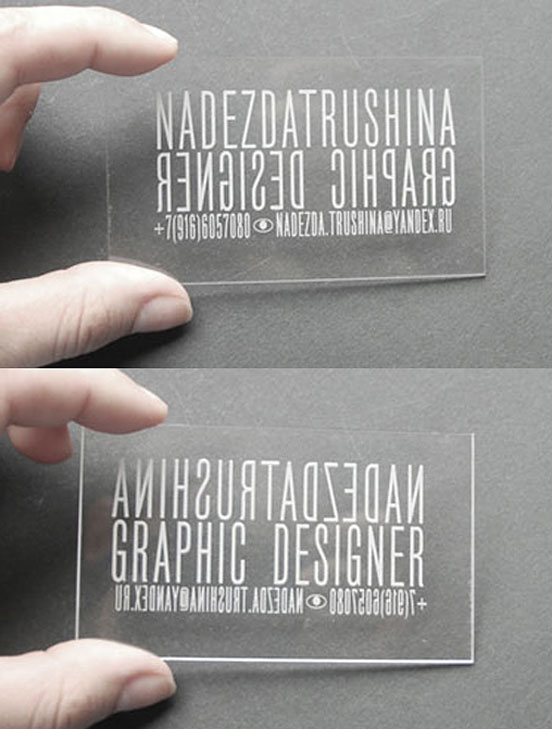 Transparent Plastic Laser Cut Business Card
