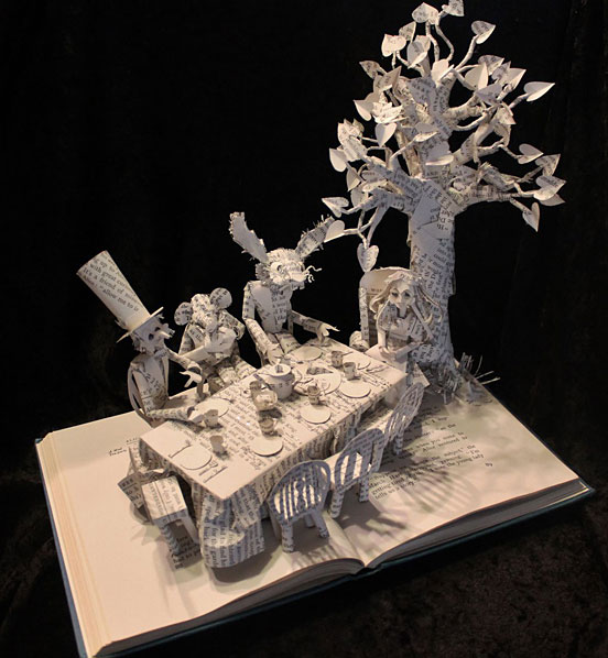 The Mad Hatter’s Tea Party Book Sculpture