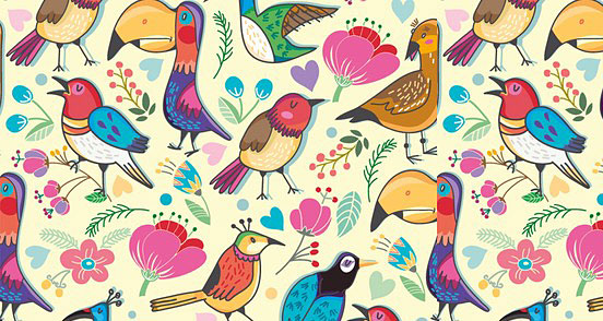 Pattern of Birds and Flowers
