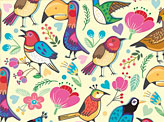 Pattern of Birds and Flowers