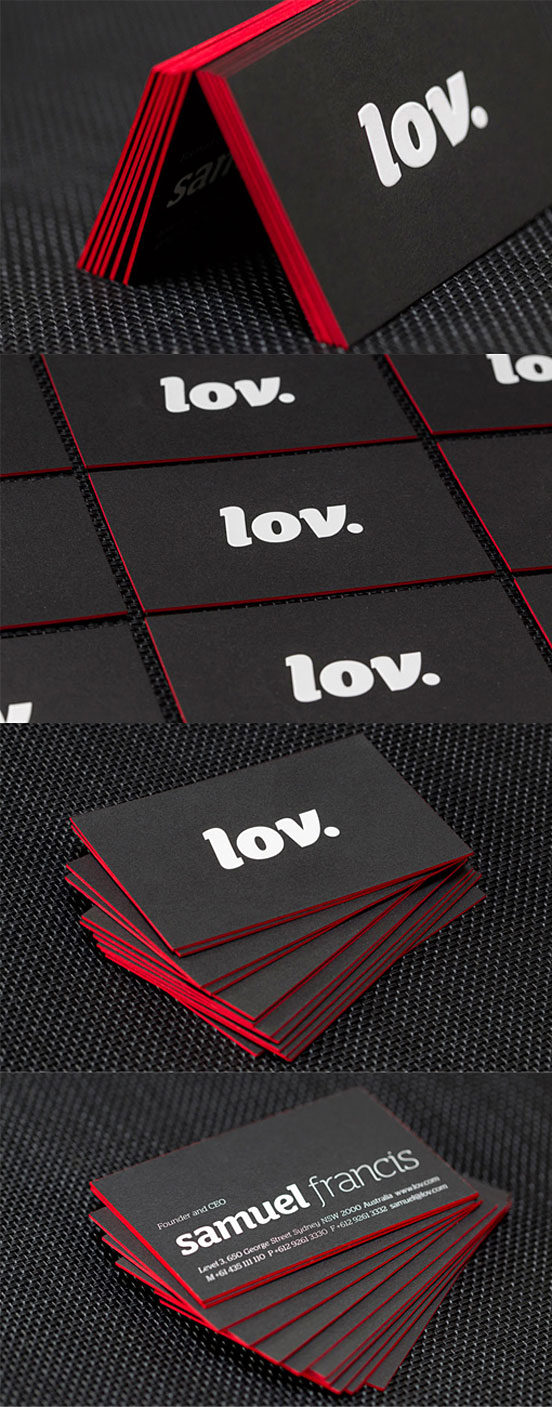 Bright Neon Red Edge Painted Business Cards