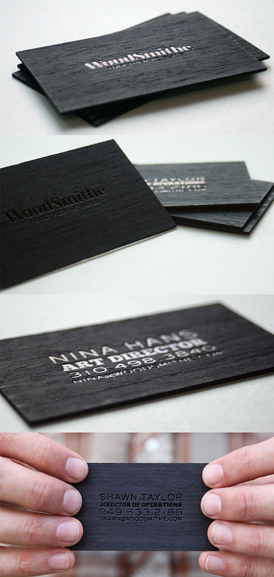Wood Hot Foil Stamped Business Card