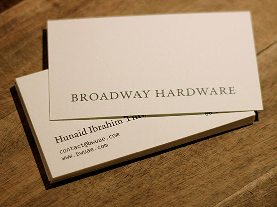 Broadway Hardware Business Cards
