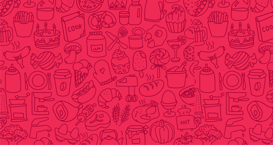 Hand Doodle Food Icons Pattern