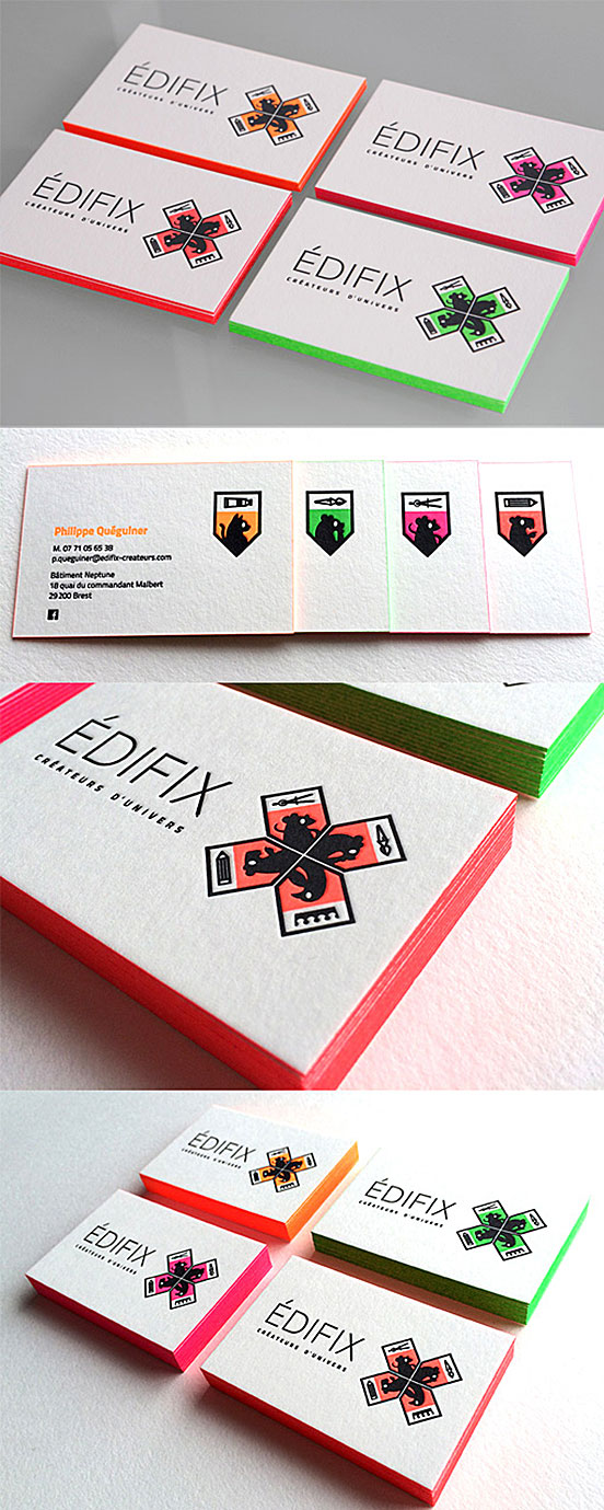 Striking Neon Edge Painted Business Cards