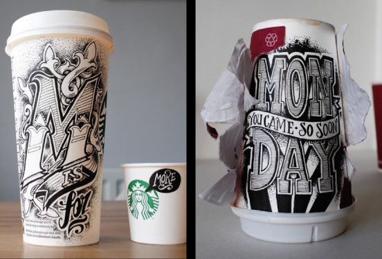 Coffee_Time_Typographic_Art_on_Discarded_Coffee_Cups_by_Rob_Draper_2014_06
