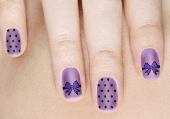 purple-polka-dots-bows-nail-art-design
