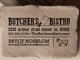 Butcher’s Bistro Business Card