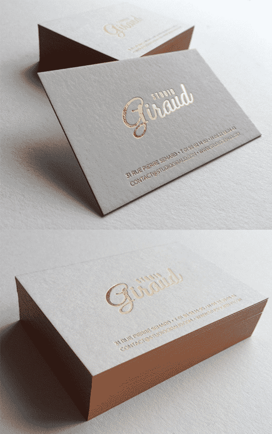 Copper Foil Stamped Business Cards