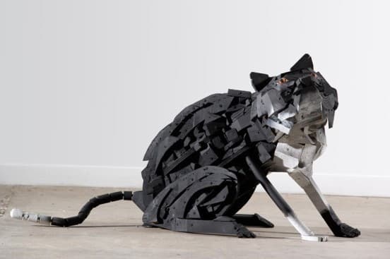 This cat has been made from scrap wood too.