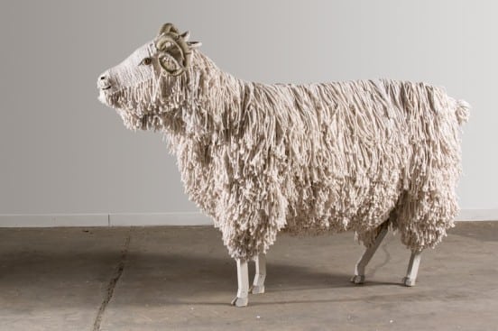 This ram was made using mops and shoe laces.