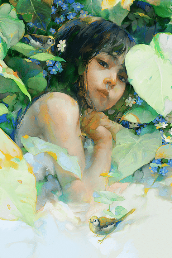 Little Girl in Garden